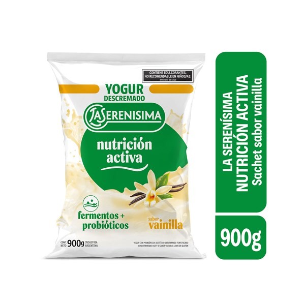 Sachet Yogur Descremado Sabor Vainilla la Serenísima Nutrición Activa 900 Grs #1