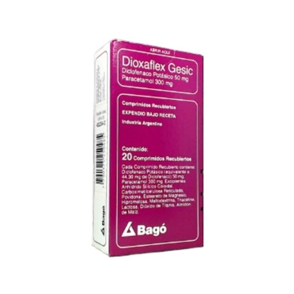 Bagó Dioxaflex Gesic Diclofenac Potásico + Paracetamol x 20 Comp #1