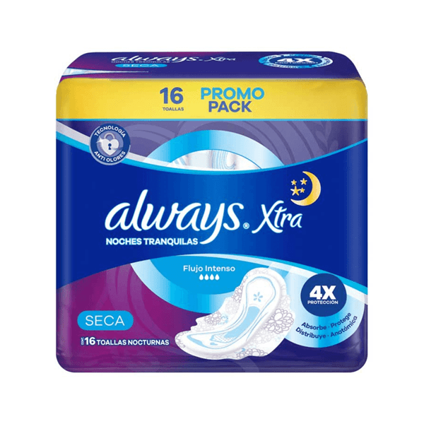 Always Toallitas Femeninas Secas Noches Tranquilas (16 Unidades)