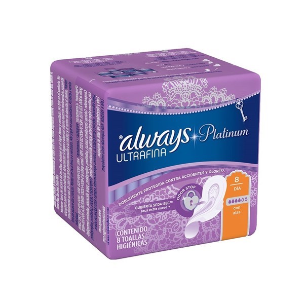 Toallitas Femeninas Always Platinum Ultrafina Noche x 8 un alt