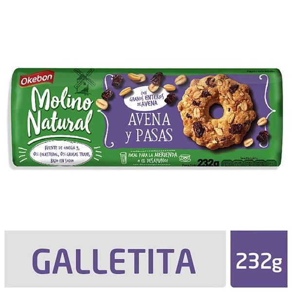 Galletitas de Avena Molino Natural Avena Y Pasas 232 g. #1