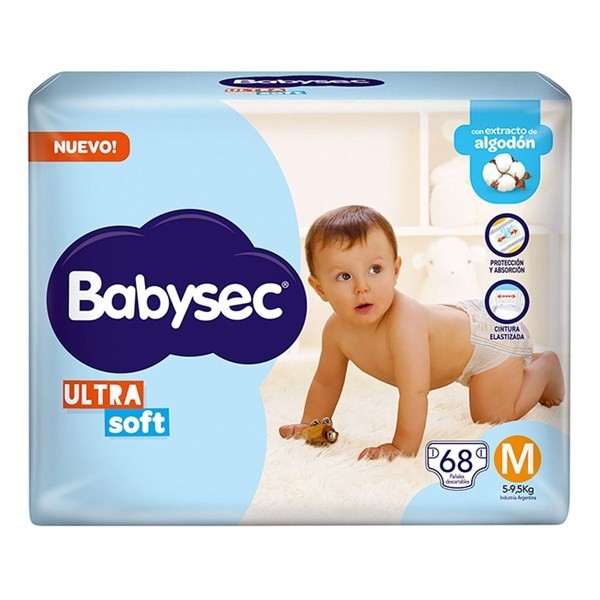Pañales Babysec Ultrasoft M 68 Un #1