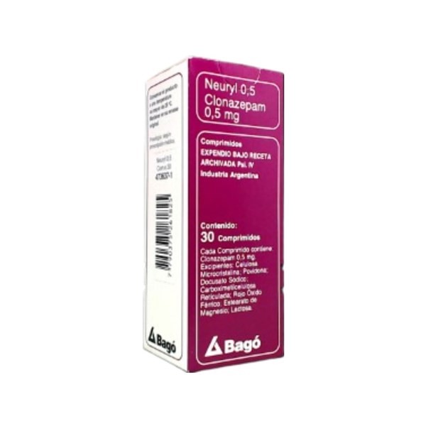 Bagó Neuryl 0.5 Clonazepam 0.5 Mg x 30 Comp #1
