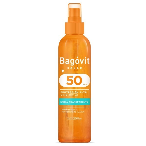 Protector Solar Bagovit Solar FPS50 Spray Transparente x200ml #1