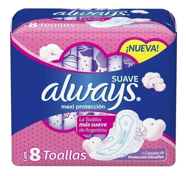 Always Suave Maxi Protección Toallas Higiénicas 8 Unidades Unico #1