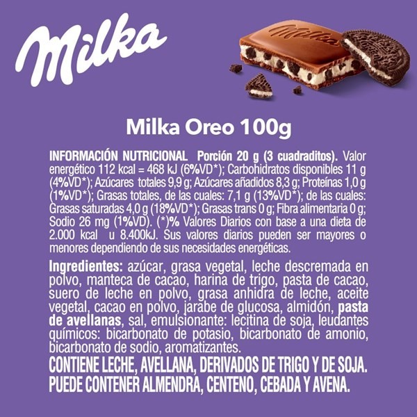 Chocolate Milka Relleno Con Oreo Y Crema 100 G. alt