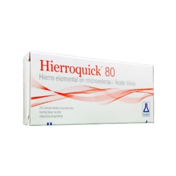 Megalabs Hierroquick 80 Hierro + Ácido Fólico x 20 Comp Recubiertos #1