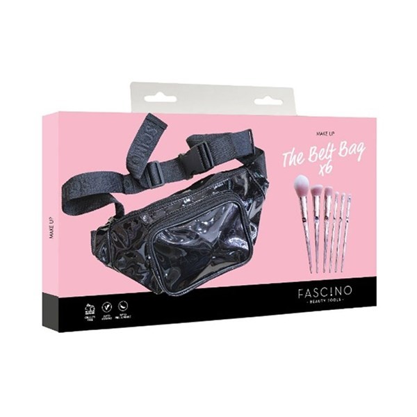 Fascino Set de BROCHAS ROSA GOLD x6 + RIÑONERA NEGRA CHAROL alt