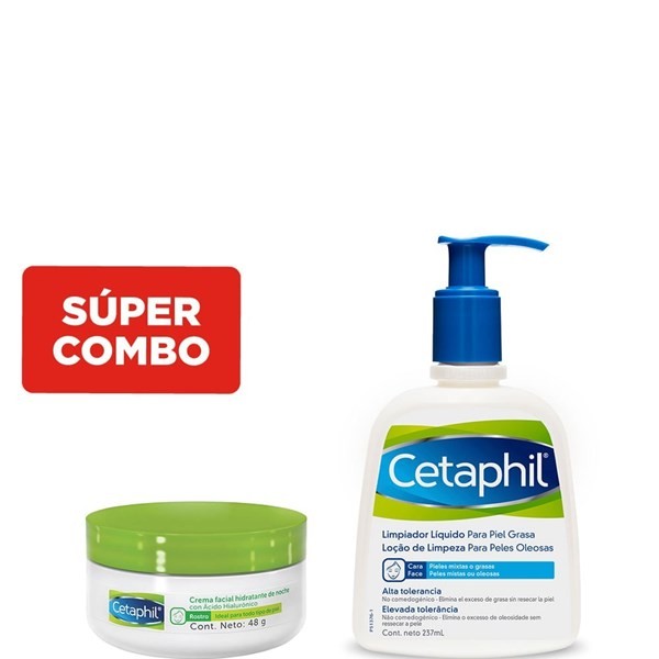 Combo Cetaphil Limpiador Piel Grasa + Hidratante de Noche #1