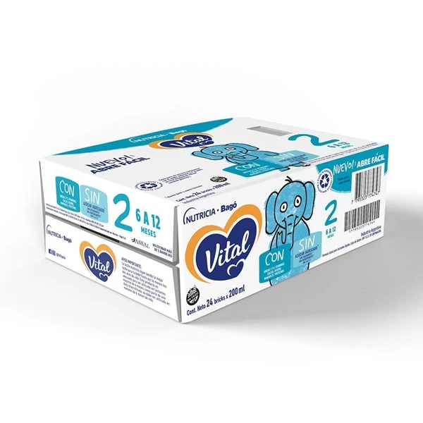 Leche Infantil Vital 2 de 6 a 12 meses Brick x 24 un x 200 ml C/U