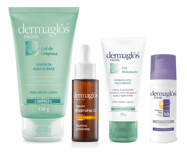 Kit Facial Dermaglós Rutina Piel Mixta a Grasa + Serum Vit C #1