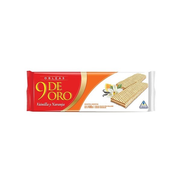 Oblea 9 De Oro Vainilla Relleno Naranja 100 Gr #1