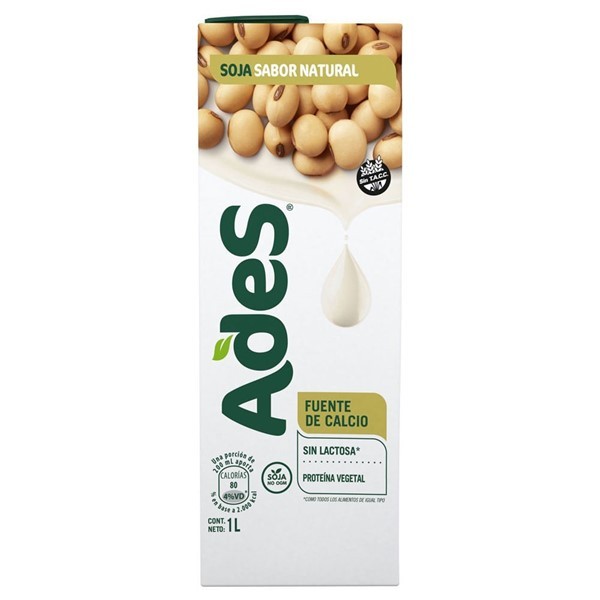 Bebida A Base De Soja Ades Natural 1 Lt alt