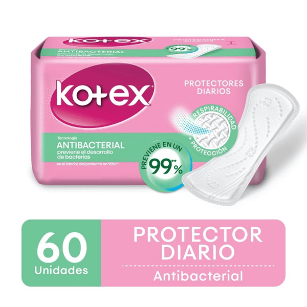 Kotex Protector Diario Antibacterial - 60 Unidades