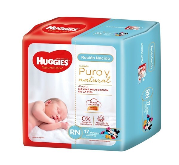 Pañales Huggies Natural Care Sin Género  Rn 17 Unidades #1
