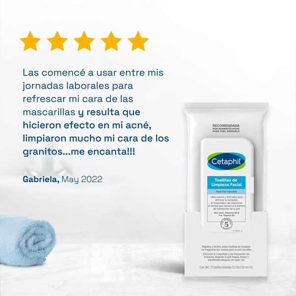 Cetaphil Toallitas de limpieza facial Desmaquillantes x25un alt