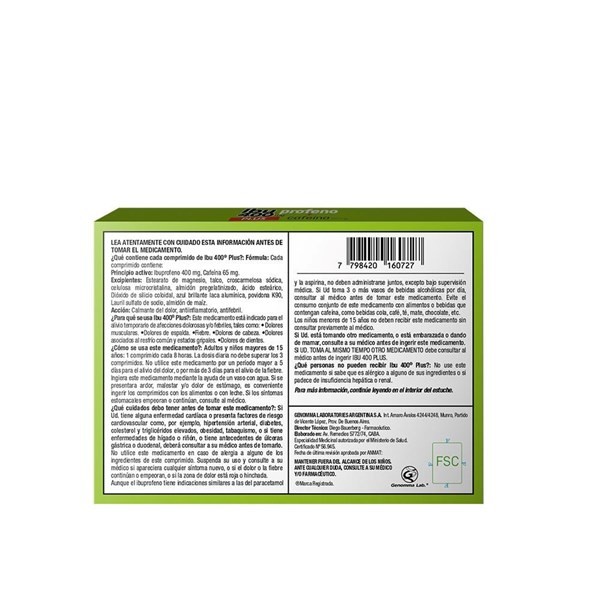 Ibuprofeno Plus 400Mg x 10 Comp alt
