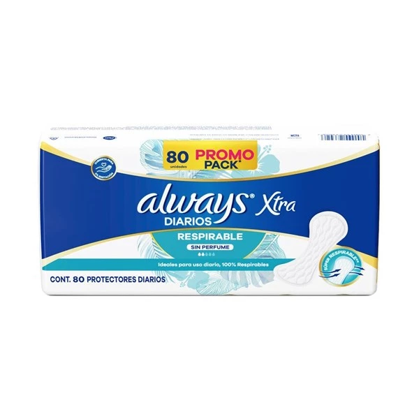 Protector Femenino Always Loción Respirables x 80 un