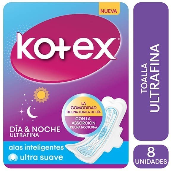 Kotex Día Y Noche Toallas Femeninas Ultra Finas 8 Unidades Unico #1