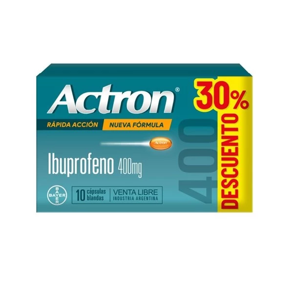 Actron 400 mg | 10 Cápsulas Blandas | Ibuprofeno