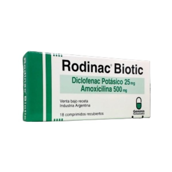 Geminis Farmacia Rodinac Biotic Amoxicilina + Diclofenac x 18 Comp Recubiertos #1