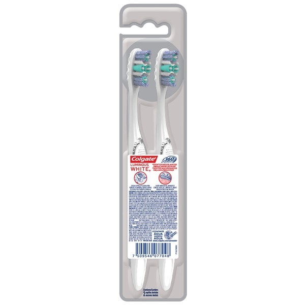 Colgate Cepillo Dental 360º Luminous White Advanced Suave 2 Unidades Promo C alt