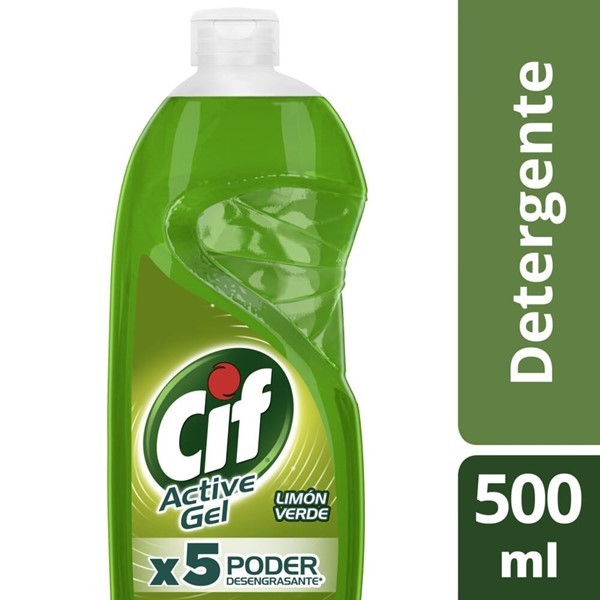 Cif Active Detergente Lavavajilla Gel Limón Verde x 500 ml