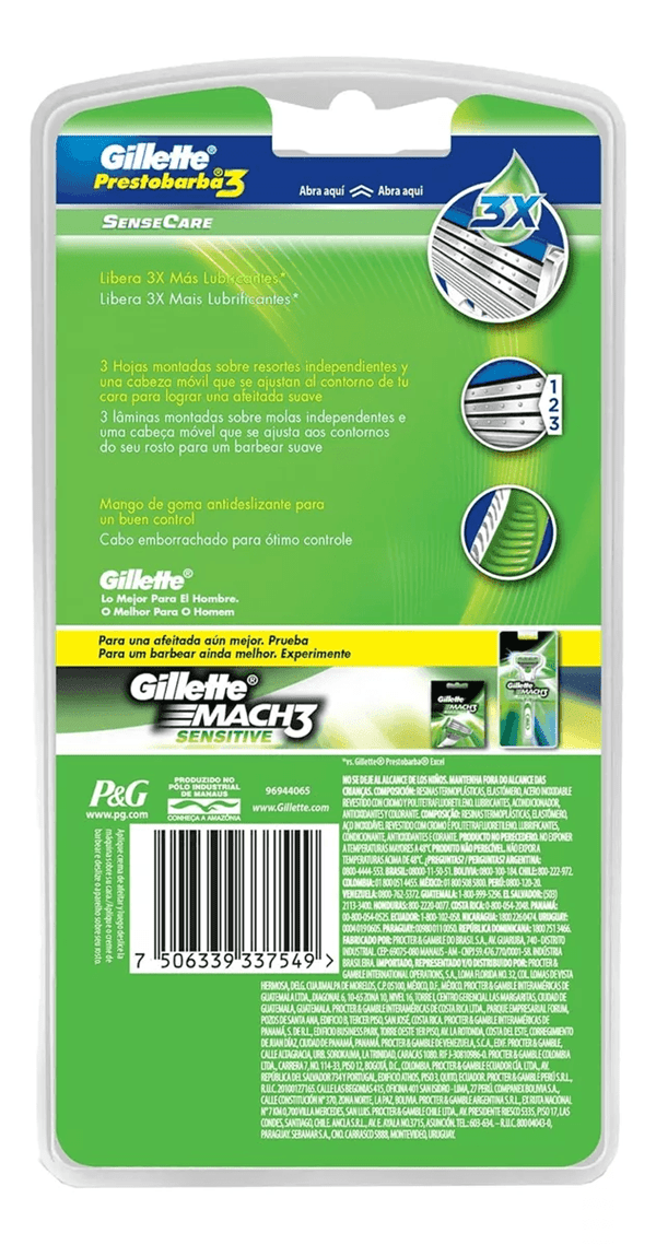 Gillette Maquinas Afeitar Guillette Prestobarba3 Sensitive 8 Uds alt