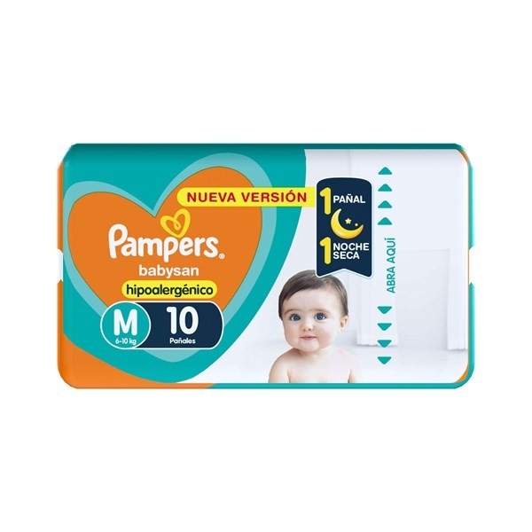 Pañales Talle M Pampers Babysan 10 Uni #1