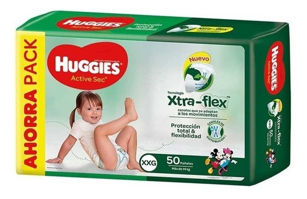 Huggies Active Sec Pañales Xxg Mas de 15 kg 50 Unidades #1