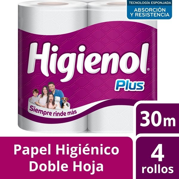 Higienol Papel Higiénico Plus Doble Hoja 30 m (4 Unidades)