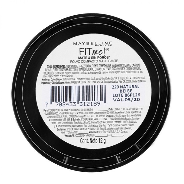 Maybelline Polvo Compacto Matificante Fit Me 12 gr 220 beige Natural alt
