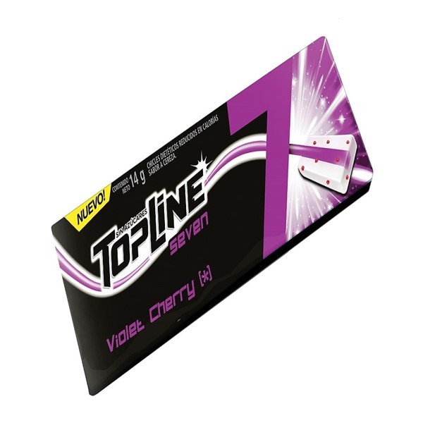 Chicles Topline 7 xplosive Violet Cherry Sin Azúcar x 14 g