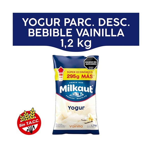Yogur Entero Milkaut Sabor Vainilla Sachet 1.2 Lts. #1