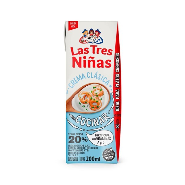 Crema De Leche Las Tres Niñas Uat Para Cocinar 200 Cc. alt