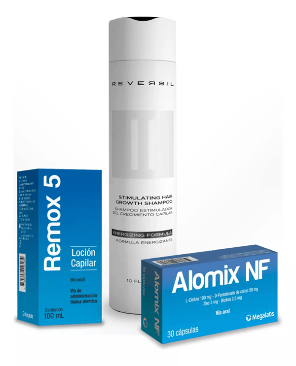 Pack Anti Caída + Shampoo Reversil | Minoxidil 5% & Alomix
