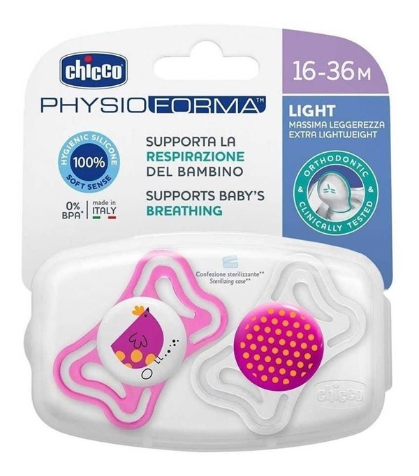 Chicco Chupete Physio Light Girl 16 a 36 meses 2 Unidades