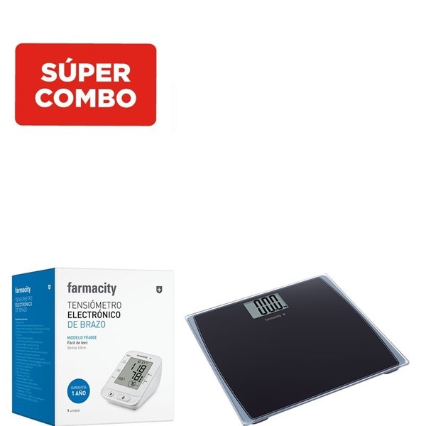 Combo Farmacity Balanza Electrónica Personal de Vidrio Templado de Colores + Tensiómetro Digital Automático de Brazo #1