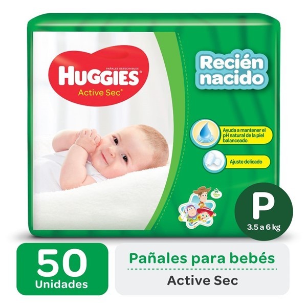 Huggies Pañales Active Sec Talle P (50 Unidades)