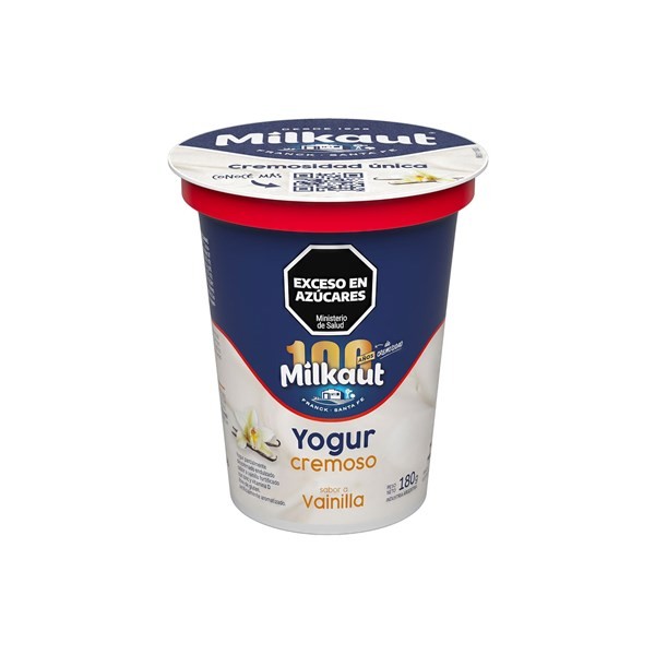Yogur Cremoso Entero Milkaut de Vainilla en Pote 180 grs #1