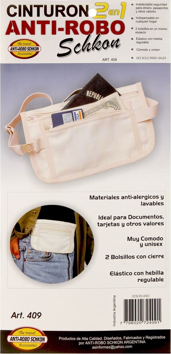 Schkon Cinturón Anti-Robo Con Cierre Y Cintura Regulable