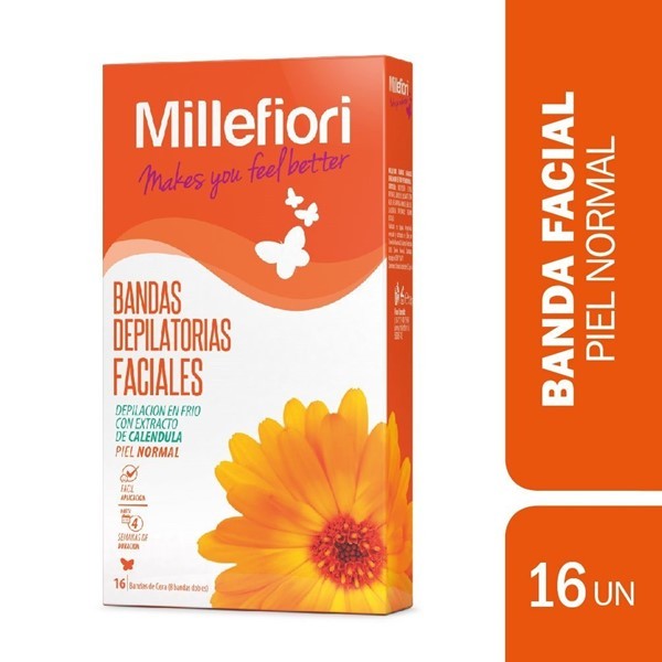 Millefiori Banda Facial Depiladpora Para Piel Normal 16 Unidades