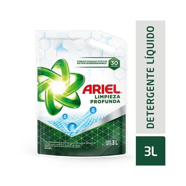 Jabón Líquido Para Ropa Ariel Limpieza Profunda Pouch 3000 cc. #1