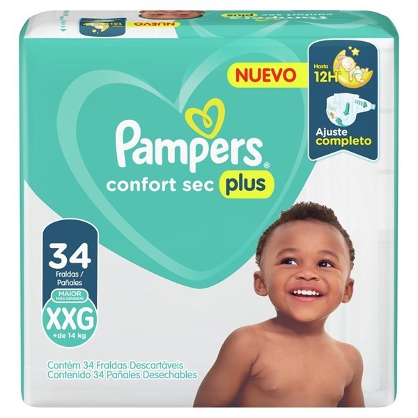 Pampers Pañales Confort Sec Plus (34 Unidades) Xxg alt