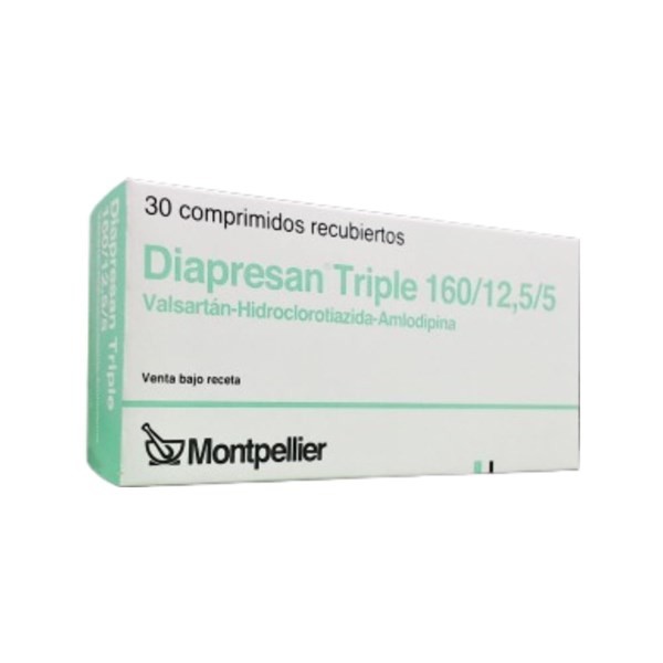 Montpellier Diapresan Triple Valsartán + Hidroclorotiazida + Amlodipino 160 / 12,5 / 5 Mg x 30 Comp #1