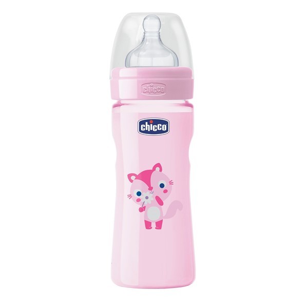 Chicco Mamadera Well Being Flujo Medio Rosa 250 Ml #1
