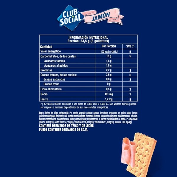 Galletitas Crackers Club Social Jamón 6 X 23.5 G. alt