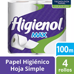 Higienol Papel Higienico Max 100 mts x 4 Unidades Con Aloe Vera. #1