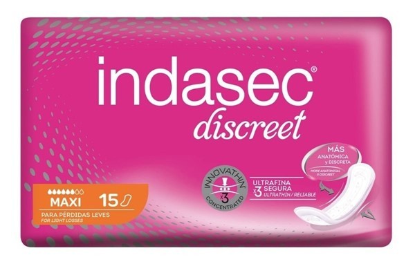 Indasec Discreet Maxi Apositos Para Pérdidas Leves 15 Unids