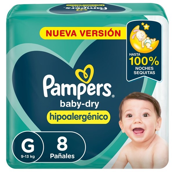 Pampers Pañales Baby Dry x 8 Unidades Talle g #1